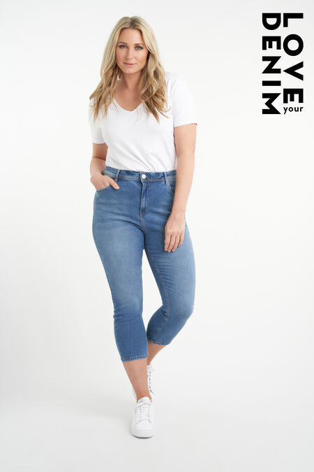 3/4 lange Skinny-Leg-Jeans mit hoher Taille CHERRY