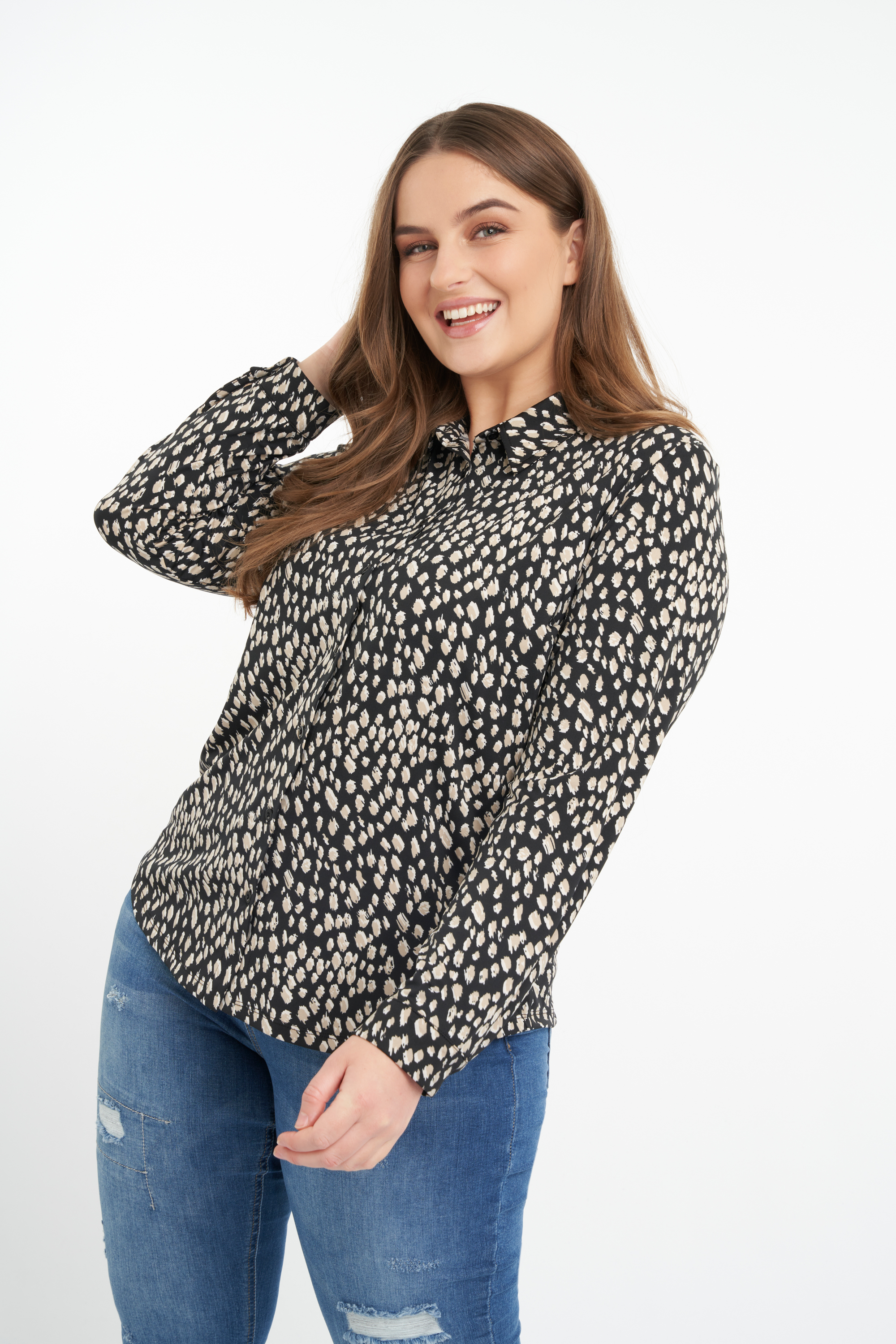 Jersey Bluse mit Print image number null