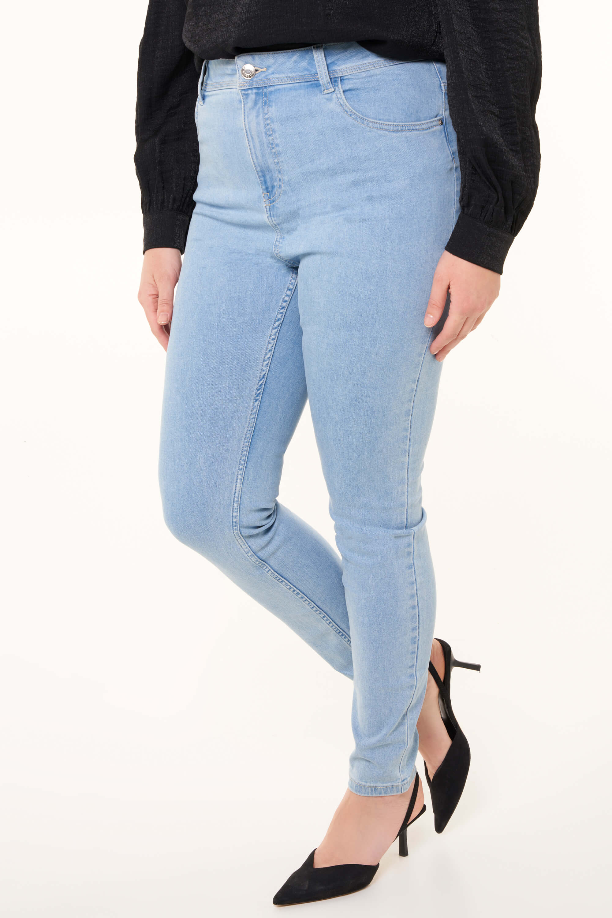 Skinny-Leg-Jeans mit hoher Taille CHERRY image 4