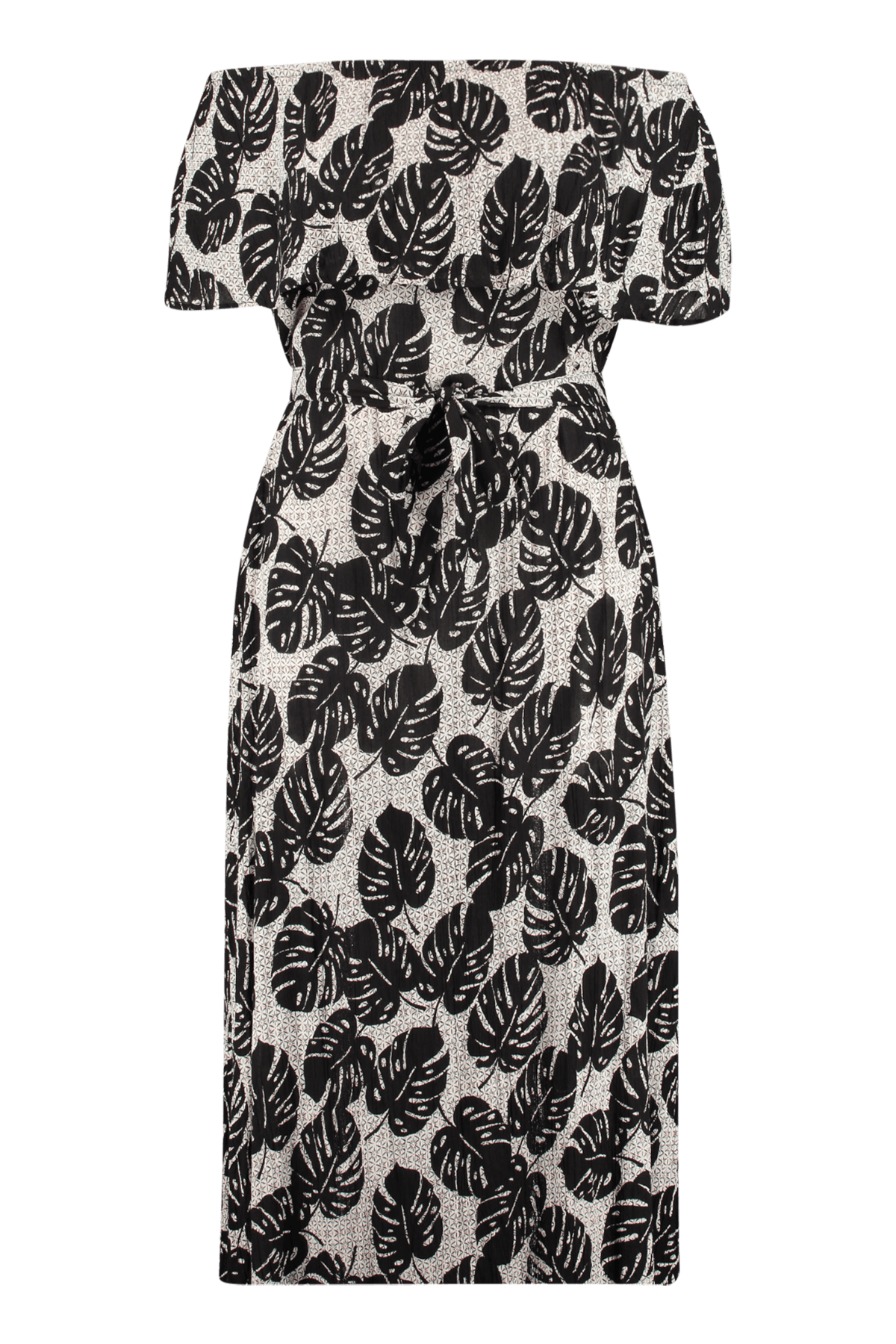 Schulterfreies Kleid mit Print image number 1