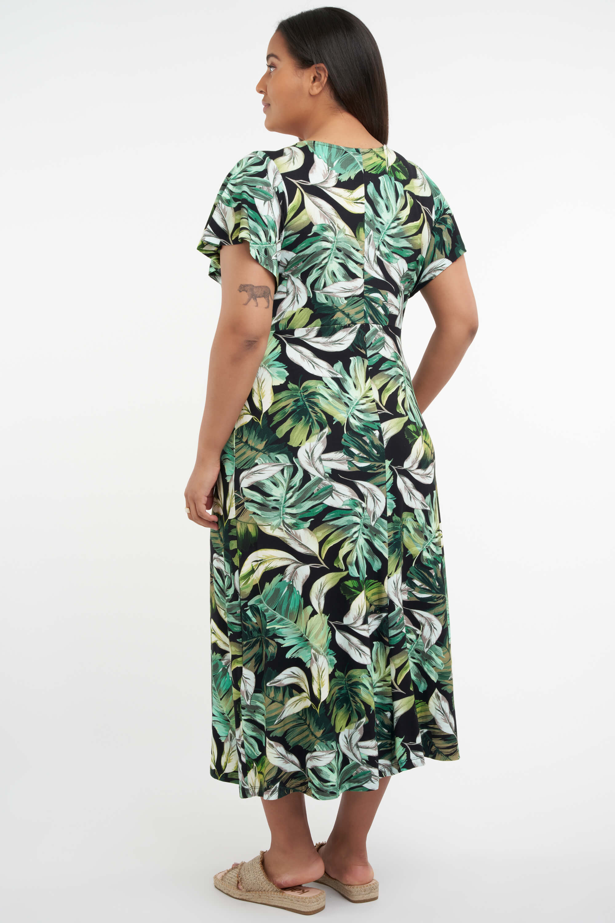 Langes Kleid mit Blatt-Print image number 4
