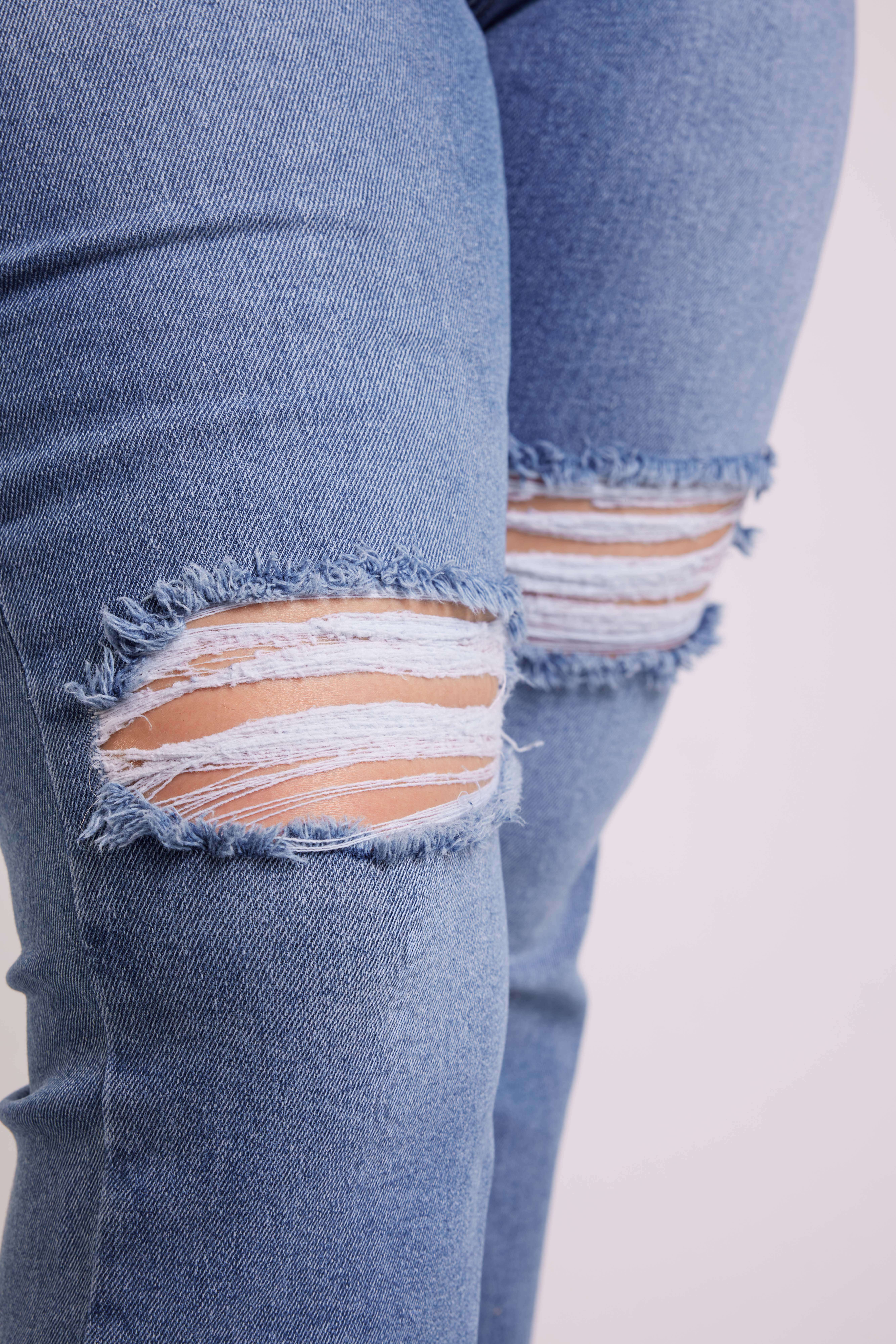 Jeans mit weitem Bein und Destroyed-Details  image number 4