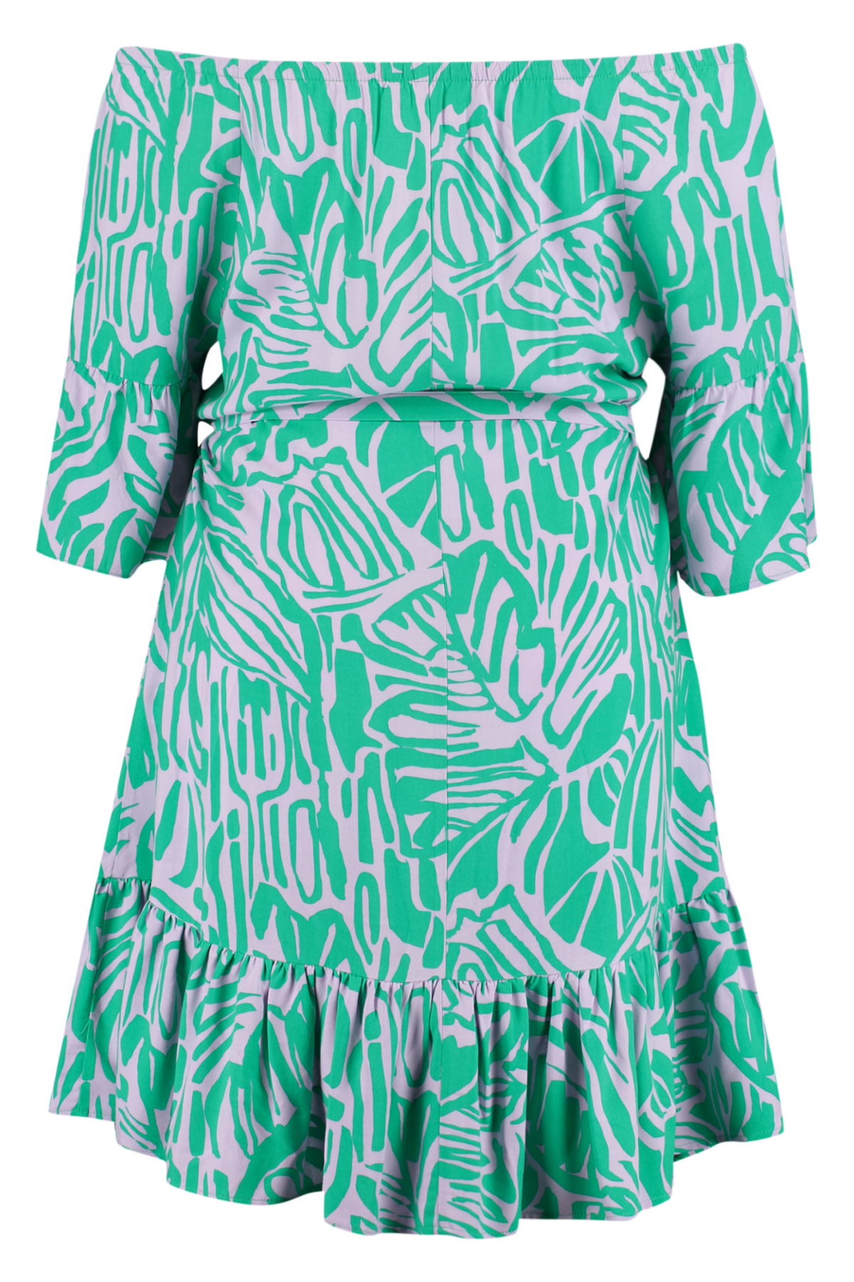 Schulterfreies Kleid mit Print image 3