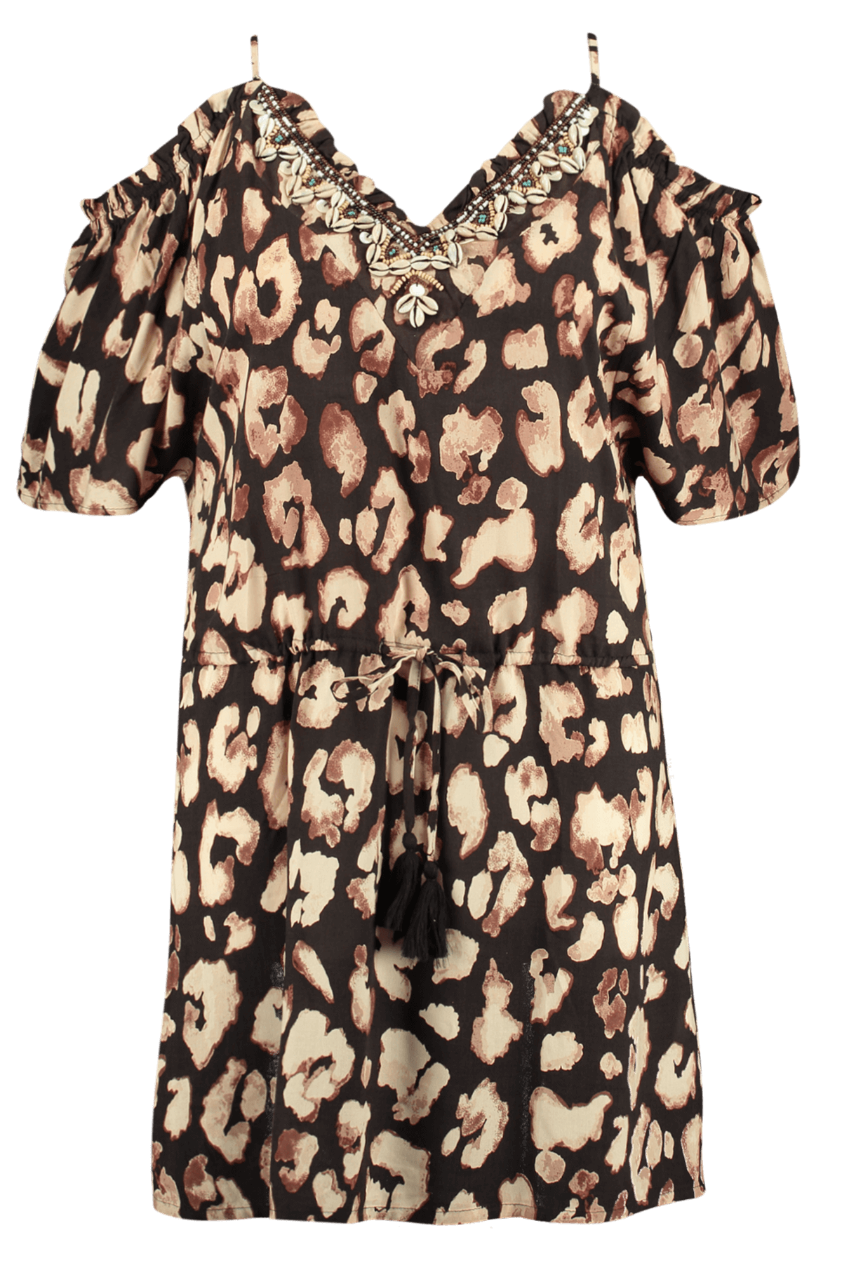 Schulterfreie Bluse mit Leopard-Print  image number null